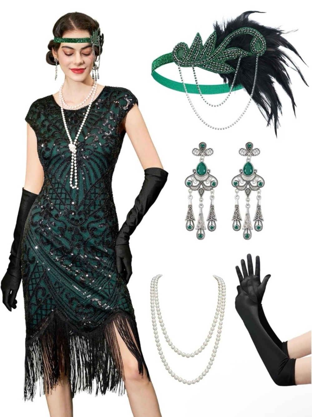 Vintage Black Fringe Flapper Dress